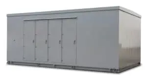 a grey container with doors